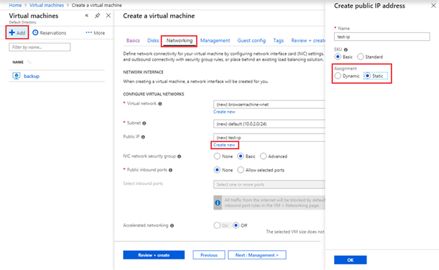 assign static public ip address to azure vm